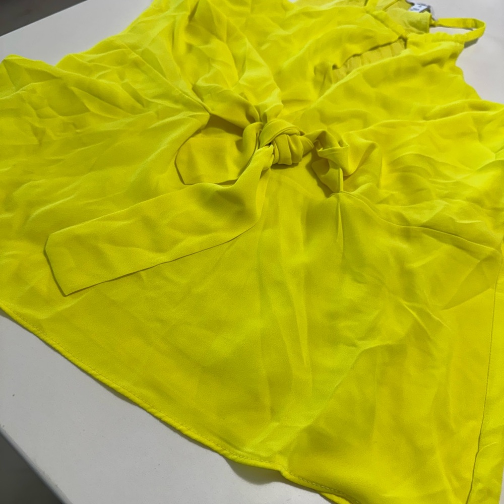 Bar III Yellow Sleeveless Tie Front Blouse